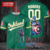 Oakland Athletics x Marvel Captain America Steve Rogers with Trophy Custom Baseball Jersey Green