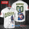 Oakland Athletics x Marvel Captain America Steve Rogers with Trophy Custom Baseball Jersey White