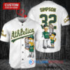 Oakland Athletics x The Simpsons Bart Simpson, Homer Simpson, Lisa Simpson with Trophy Custom Baseball Jersey White