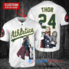 Oakland Athletics x Thor Marvel with Trophy Custom Baseball Jersey White