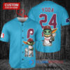 Philadelphia Phillies x Baby Yoda Star Wars The Mandalorian with Trophy Custom Baseball Jersey Light Blue