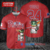 Philadelphia Phillies x Baby Yoda Star Wars The Mandalorian with Trophy Custom Baseball Jersey Red