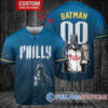 Philadelphia Phillies x DC Comics Batman The Dark Knight with Trophy Custom Baseball Jersey Blue City Connect