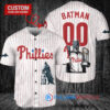 Philadelphia Phillies x DC Comics Batman The Dark Knight with Trophy Custom Baseball Jersey White