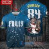 Philadelphia Phillies x Freddy Krueger A Nightmare on Elm Street Halloween with World Series Trophy Custom Baseball Jersey Blue City Connect