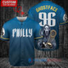 Philadelphia Phillies x Ghostface Scream Halloween Halloween with World Series Trophy Custom Baseball Jersey Blue City Connect