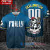 Philadelphia Phillies x Jack Skellington and Sally The Nightmare Before Christmas with World Series Trophy Custom Baseball Jersey Blue City Connect
