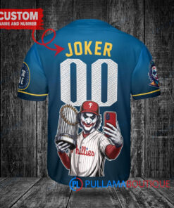 Philadelphia Phillies x Joker DC Comics with Trophy Custom Baseball Jersey Blue City Connect