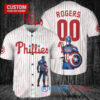 Philadelphia Phillies x Marvel Captain America Steve Rogers with Trophy Custom Baseball Jersey White