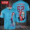Philadelphia Phillies x Marvel Spiderman with Trophy Custom Baseball Jersey Light Blue