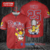 Philadelphia Phillies x Pikachu Pokemon with Trophy Custom Baseball Jersey Red