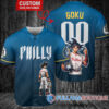 Philadelphia Phillies x Son Goku Kakarot Super Saiyan Dragon Ball Z with Trophy Baseball Jersey Blue City Connect V2