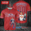 Philadelphia Phillies x Superman DC Comics with Trophy Custom Baseball Jersey Red