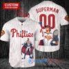 Philadelphia Phillies x Superman DC Comics with Trophy Custom Baseball Jersey White