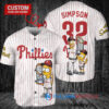 Philadelphia Phillies x The Simpsons Bart Simpson, Homer Simpson, Lisa Simpson with Trophy Custom Baseball Jersey White