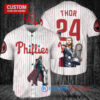Philadelphia Phillies x Thor Marvel with Trophy Custom Baseball Jersey White