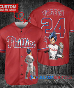 Philadelphia Phillies x Vegeta Super Saiyan Dragon Ball Z with Trophy Custom Baseball Jersey Red