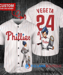 Philadelphia Phillies x Vegeta Super Saiyan Dragon Ball Z with Trophy Custom Baseball Jersey White