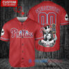 Phillies Jack Skellington Sally World Series Trophy Baseball Jersey Red