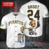 Pittsburgh Pirates x Baby Groot Marvel Guardians Of The Galaxy with Trophy Custom Baseball Jersey White