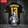 Pittsburgh Pirates x Friday the 13th Jason Voorhees Halloween with World Series Trophy Custom Baseball Jersey Black