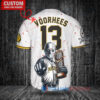 Pittsburgh Pirates x Friday the 13th Jason Voorhees Halloween with World Series Trophy Custom Baseball Jersey White