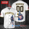 Pittsburgh Pirates x Marvel Captain America Steve Rogers with Trophy Custom Baseball Jersey White