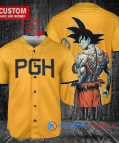 Pittsburgh Pirates x Son Goku Kakarot Super Saiyan Dragon Ball Z with Trophy Baseball Jersey Gold City Connect