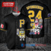 Pittsburgh Pirates x SpongeBob SquarePants with Trophy Custom Baseball Jersey Black