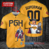 Pittsburgh Pirates x Superman DC Comics with Trophy Custom Baseball Jersey Gold City Connect