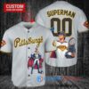 Pittsburgh Pirates x Superman DC Comics with Trophy Custom Baseball Jersey Gray