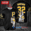 Pittsburgh Pirates x The Simpsons Bart Simpson, Homer Simpson, Lisa Simpson with Trophy Custom Baseball Jersey Black