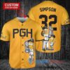 Pittsburgh Pirates x The Simpsons Bart Simpson, Homer Simpson, Lisa Simpson with Trophy Custom Baseball Jersey Gold City Connect