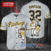 Pittsburgh Pirates x The Simpsons Bart Simpson, Homer Simpson, Lisa Simpson with Trophy Custom Baseball Jersey Gray