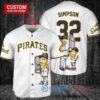 Pittsburgh Pirates x The Simpsons Bart Simpson, Homer Simpson, Lisa Simpson with Trophy Custom Baseball Jersey White
