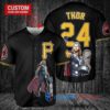 Pittsburgh Pirates x Thor Marvel with Trophy Custom Baseball Jersey Black