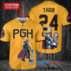 Pittsburgh Pirates x Thor Marvel with Trophy Custom Baseball Jersey Gold City Connect