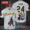 Pittsburgh Pirates x Thor Marvel with Trophy Custom Baseball Jersey Gray