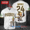 San Diego Padres x Baby Groot Marvel Guardians Of The Galaxy with Trophy Custom Baseball Jersey White