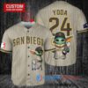 San Diego Padres x Baby Yoda Star Wars The Mandalorian with Trophy Custom Baseball Jersey Tan