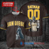 San Diego Padres x DC Comics Batman The Dark Knight with Trophy Custom Baseball Jersey Brown