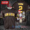 San Diego Padres x Dr Seuss with World Series Trophy Custom Baseball Jersey Brown