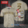 San Diego Padres x Dr Seuss with World Series Trophy Custom Baseball Jersey Tan
