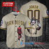 San Diego Padres x Joker DC Comics with Trophy Custom Baseball Jersey Tan