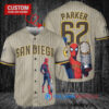 San Diego Padres x Marvel Spiderman with Trophy Custom Baseball Jersey Tan