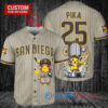 San Diego Padres x Pikachu Pokemon with Trophy Custom Baseball Jersey Tan