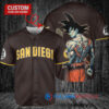 San Diego Padres x Son Goku Kakarot Super Saiyan Dragon Ball Z with Trophy Baseball Jersey Brown
