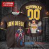 San Diego Padres x Superman DC Comics with Trophy Custom Baseball Jersey Brown