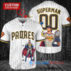 San Diego Padres x Superman DC Comics with Trophy Custom Baseball Jersey White