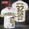 San Diego Padres x The Simpsons Bart Simpson, Homer Simpson, Lisa Simpson with Trophy Custom Baseball Jersey White
